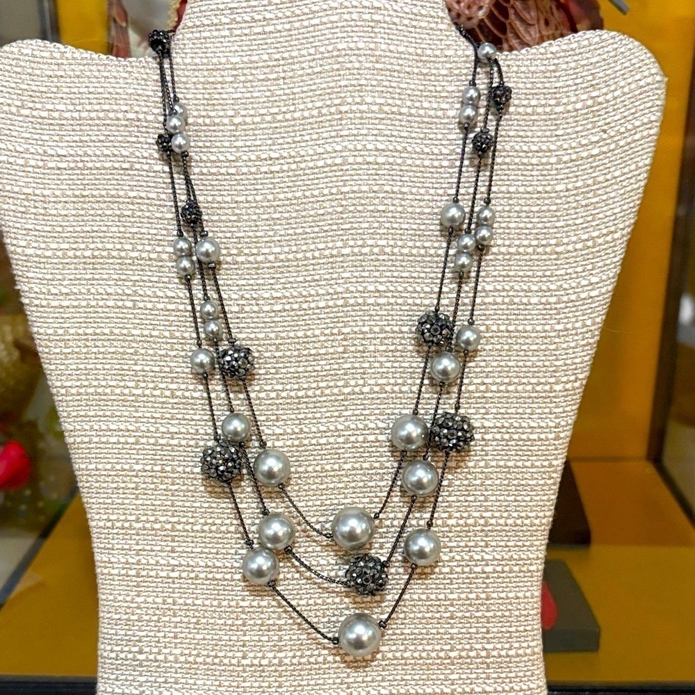 Silver and Black Beaded Necklace Roman signed